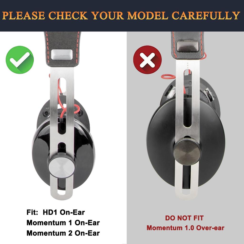 SOULWIT Replacement Ear Pads and Ear Cushions for Sennheiser Momentum and HD1 Ear Black On-Ear 1, On-Ear 2, On-Ear Headphones, Nano-Material Cups,