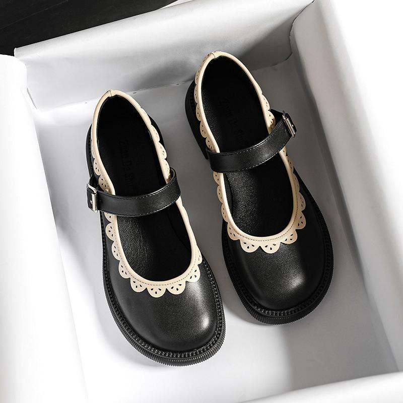 

IPPEUM Mary Janes Shoes Women Loafers PU Leather Size 42 Flats Shoes For Women Pumps 225