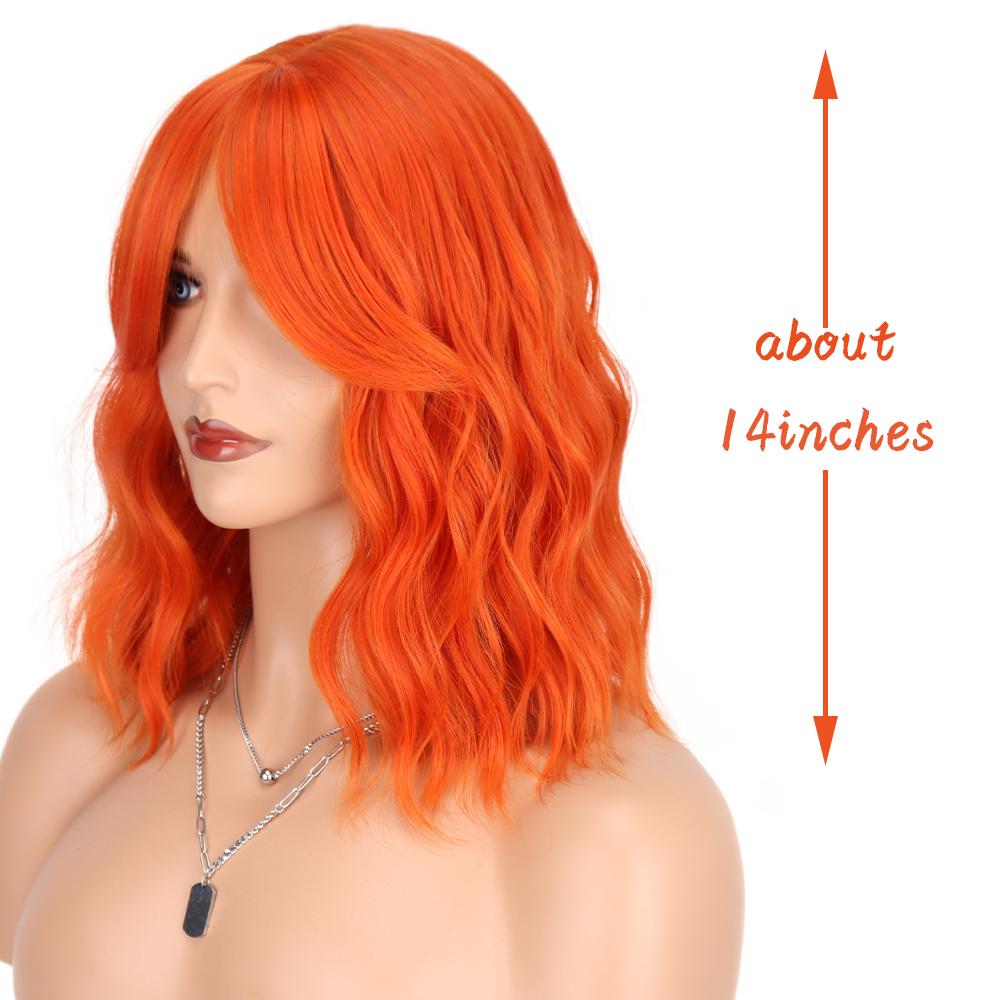 XINRAN Medium Water Wave Synthetic Grey Blue Wigs with Bangs Middle Part Bangs Bob Cosplay Hair Wig for Women Heat Resistant Fiber