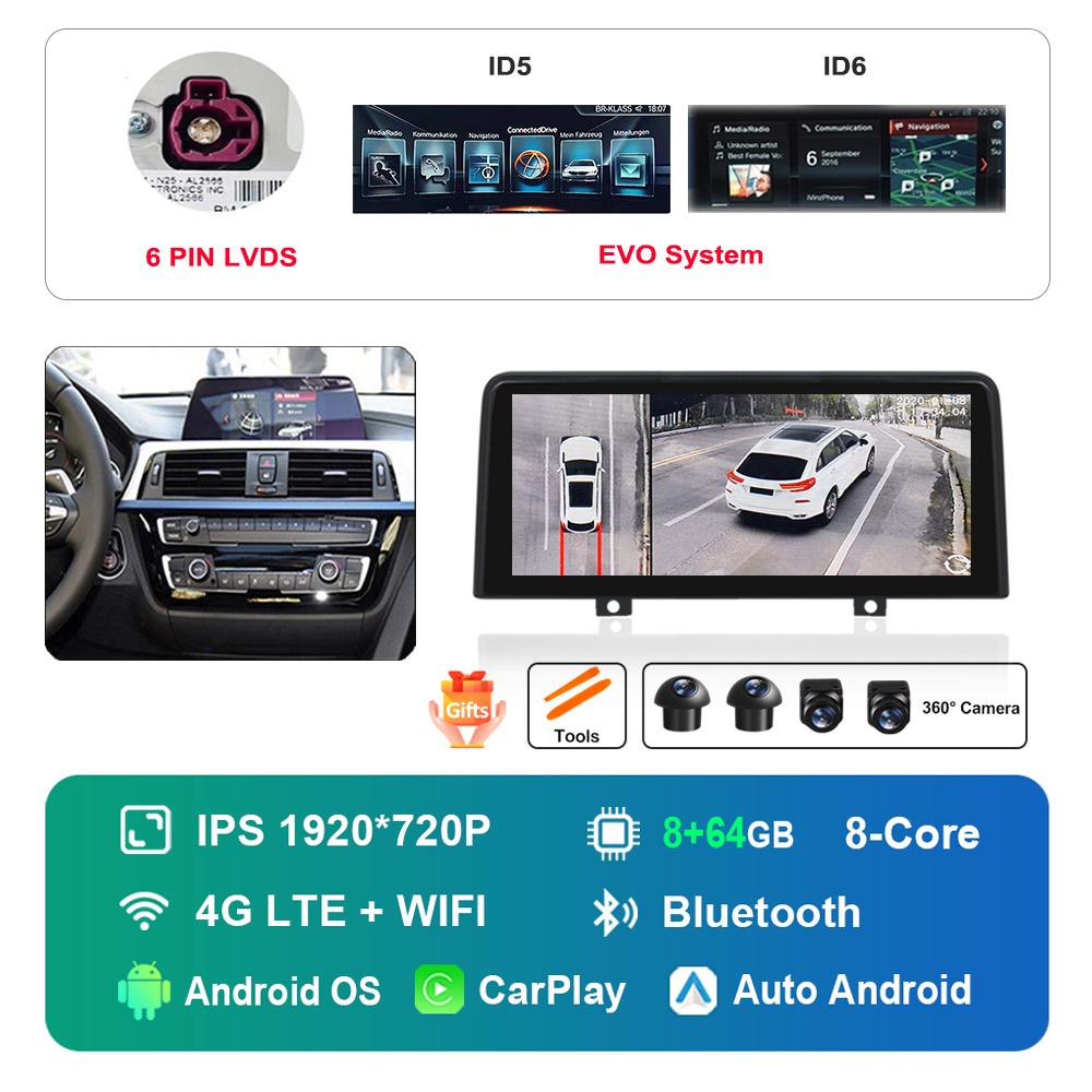 12.3 Inch 1920*720P for BMW 3 4 Series F30 F31 F32 F33 F34 F36 NBT EVO System Android Car Radio Multimedia Player DSP 4G WiFi