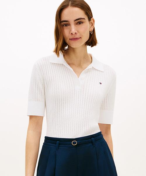 TOMMY HILFIGER Pointel Polo Sweater (T22G3Kto081Wt2Ybl)