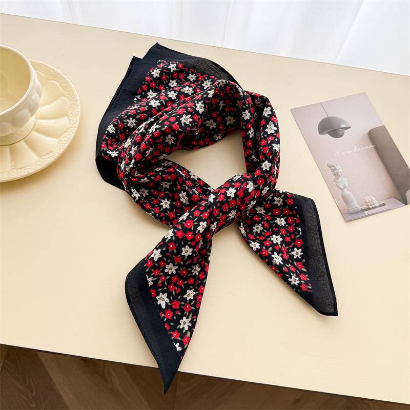 Travel photo atmosphere pure cotton small square scarf printed women's silk scarf shawl sunscreen decorative scarf scarf headscarf