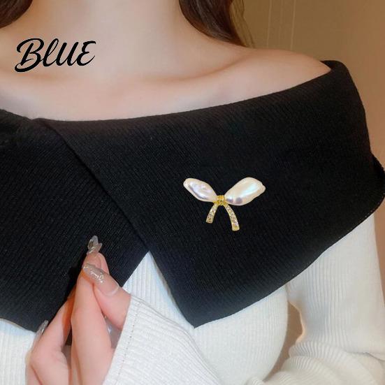 Oxidation Resistant Brooch Women Imitation Pearls Bow Shape Anti-Wear Lapel