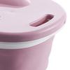 Collapsible Foot Bath Tub with Massaging Rollers Portable Foldable Foot Spa Soak Bath Tub with Handle Lid Pink