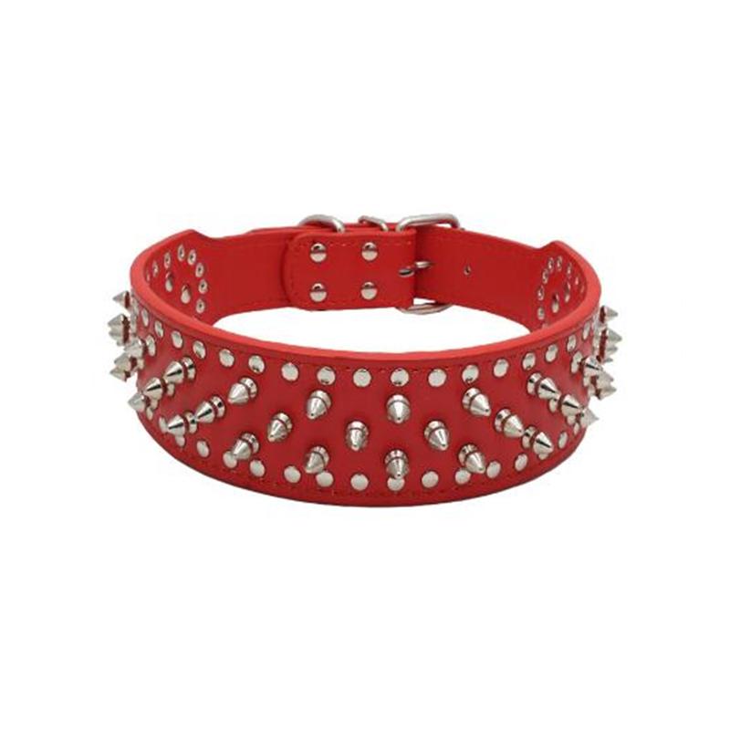 Spiked Large Dog Collar For Medium Large Breeds L-3XL Pitbull Mastiff Boxer PU Leather 4 Colors Big Dog Collar for Large Dog