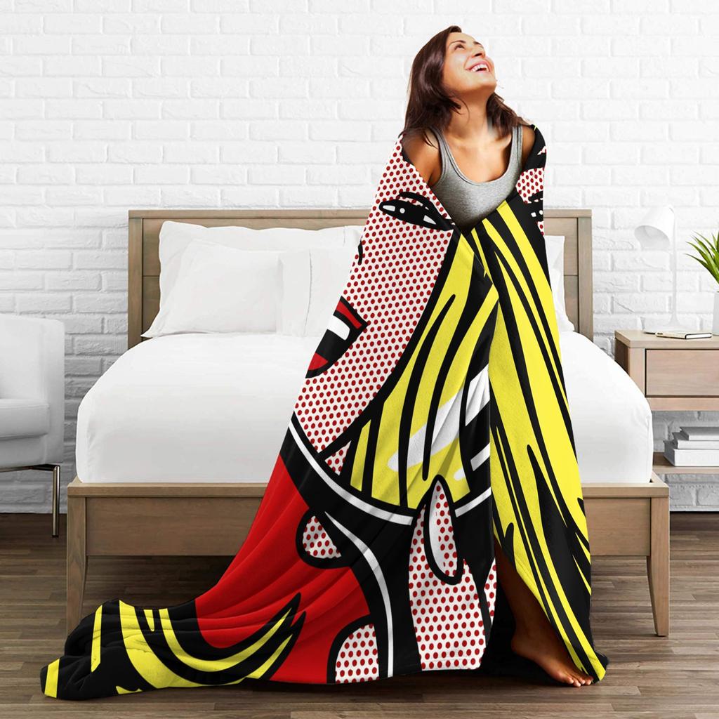 Roy Lichtenstein Pop Art Blanket  Warm Soft Street Trend Plush Throw Blanket For Home Decor Flannel Bedspread Bed Cover
