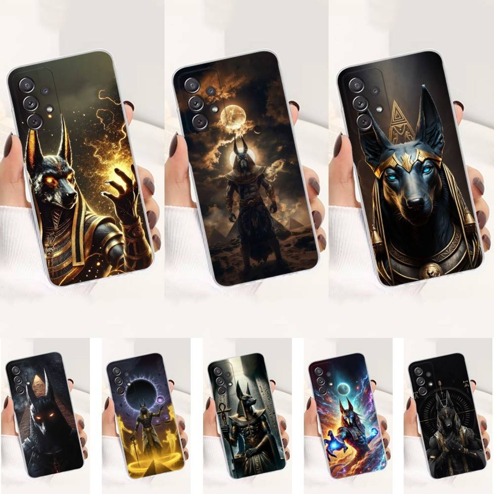 Anubis Egyptian God Case For Samsung A30,71,51,S9,10,20,Ultra,Lite,S22,FE,23,21,PIus,Transparent, Silicone