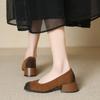 Fashion 2024 Summer Women  Heels Pumps Soft Leather Comfort Cinderella Party Elegant Formal Dress Vintage Brown Square Toe Shoes