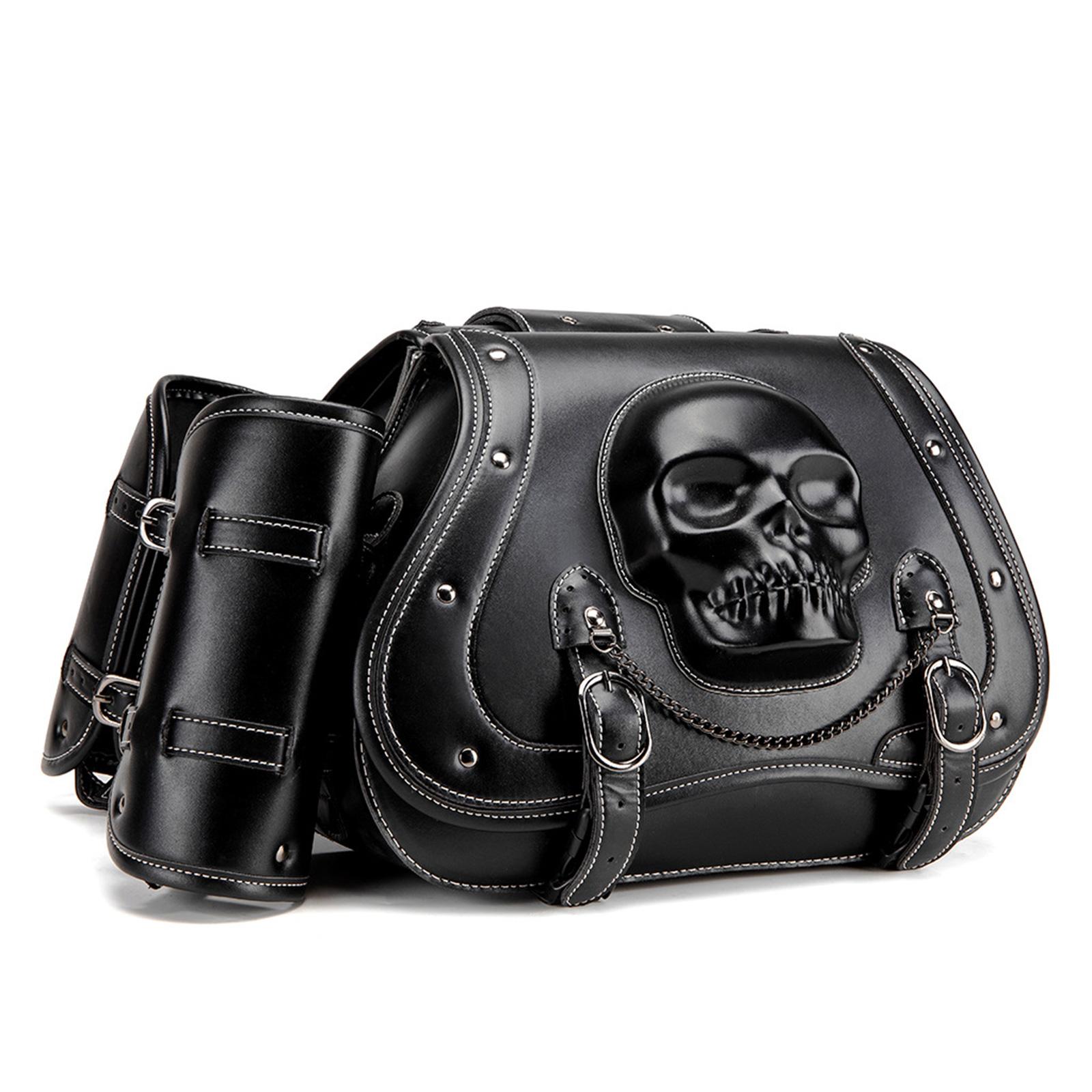 

Punk Style Motorcycle Saddlebags Waterproof PU Leather Side Bags Easy Install Saddlebags Motorcycle Accessory for Bike 1