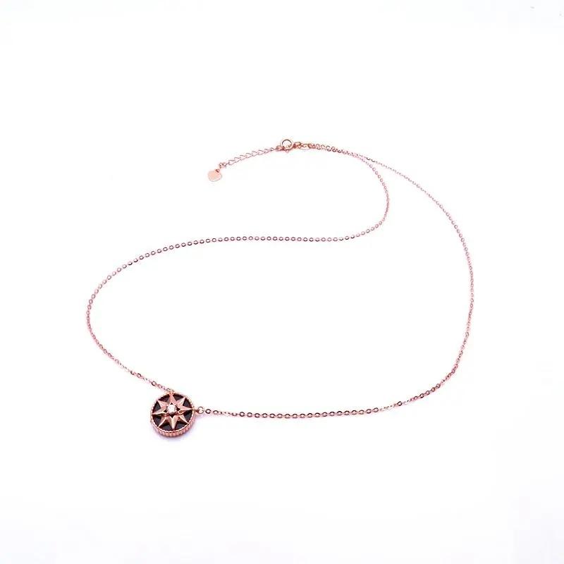 Purple Gold Sun Blackstone Redstone Necklace Fashion Rose Gold Plated Trend Color Gold Set Chain