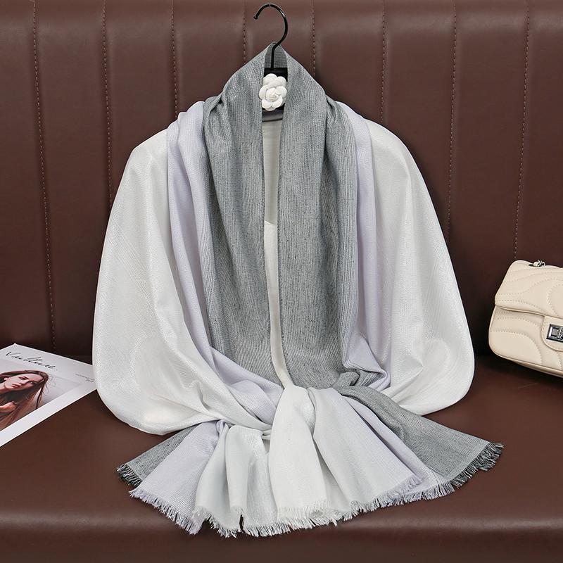 Women Gradient Color Modal Feeling Scarf Shawl for Lady Head Wrap Lady Soft Turban Scarves Solid Windproof Shawl Jersey Hijabs