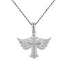 Angel Wings Cross Diamond Pendant Fashion Personality Trendy Men Zircon Jewelry Hip Hop Twist Chain