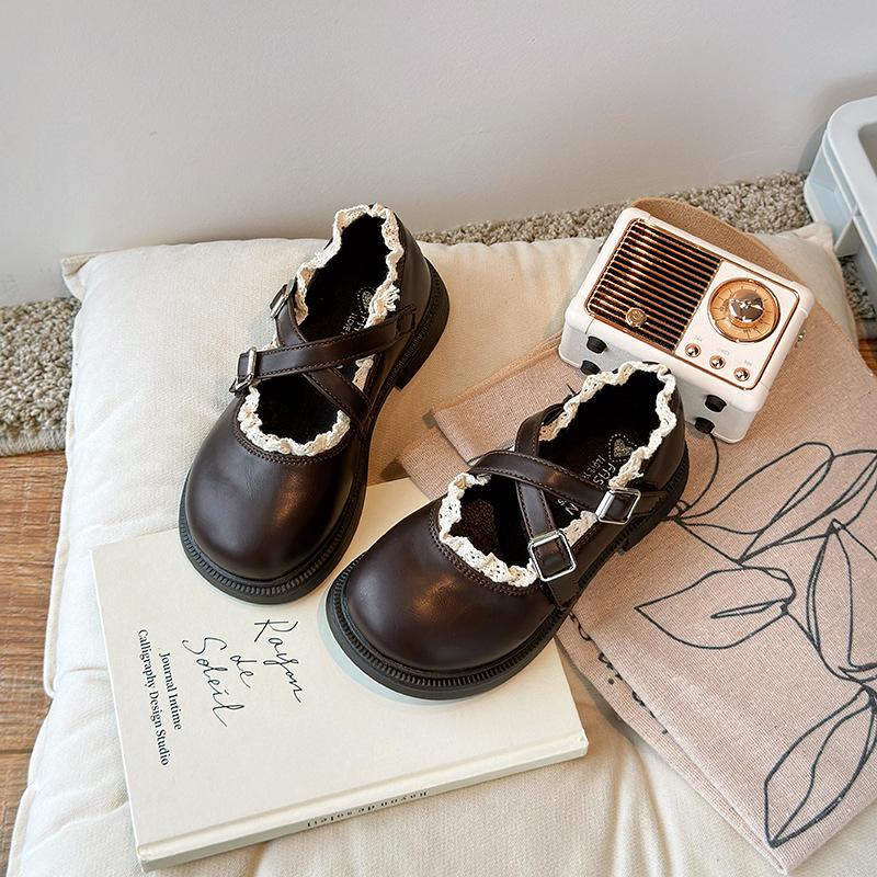 Girls Small Leather Shoes 2025 Autumn New Little Girl Shoes Foreign Style Single Shoes Princess Shoes Soft Sole Medium and Large Children's Leather Sh