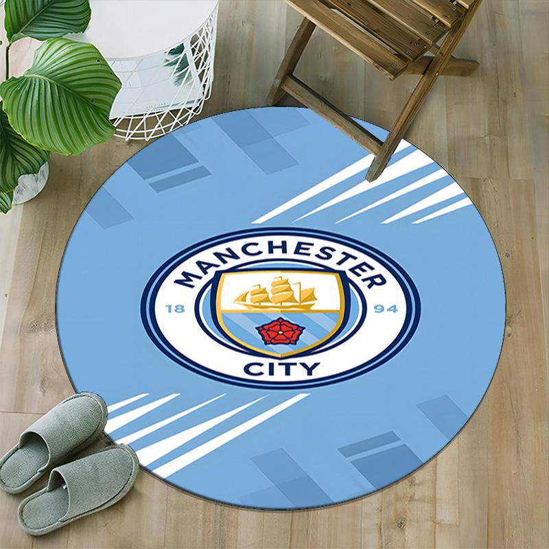 1pc Football Team Print Round Carpet Chair Round Carpet Suitable for Bedroom Living Room Home Decorative Carpet