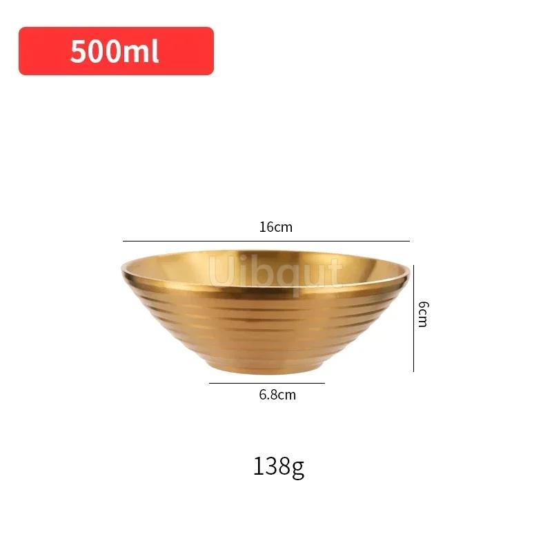 304 Stainless Steel Mixing Golden Hat Disc Korean Noodle Tableware Japanese Ramen Bowls Insulated Soup Ramen Bowl Bowlset