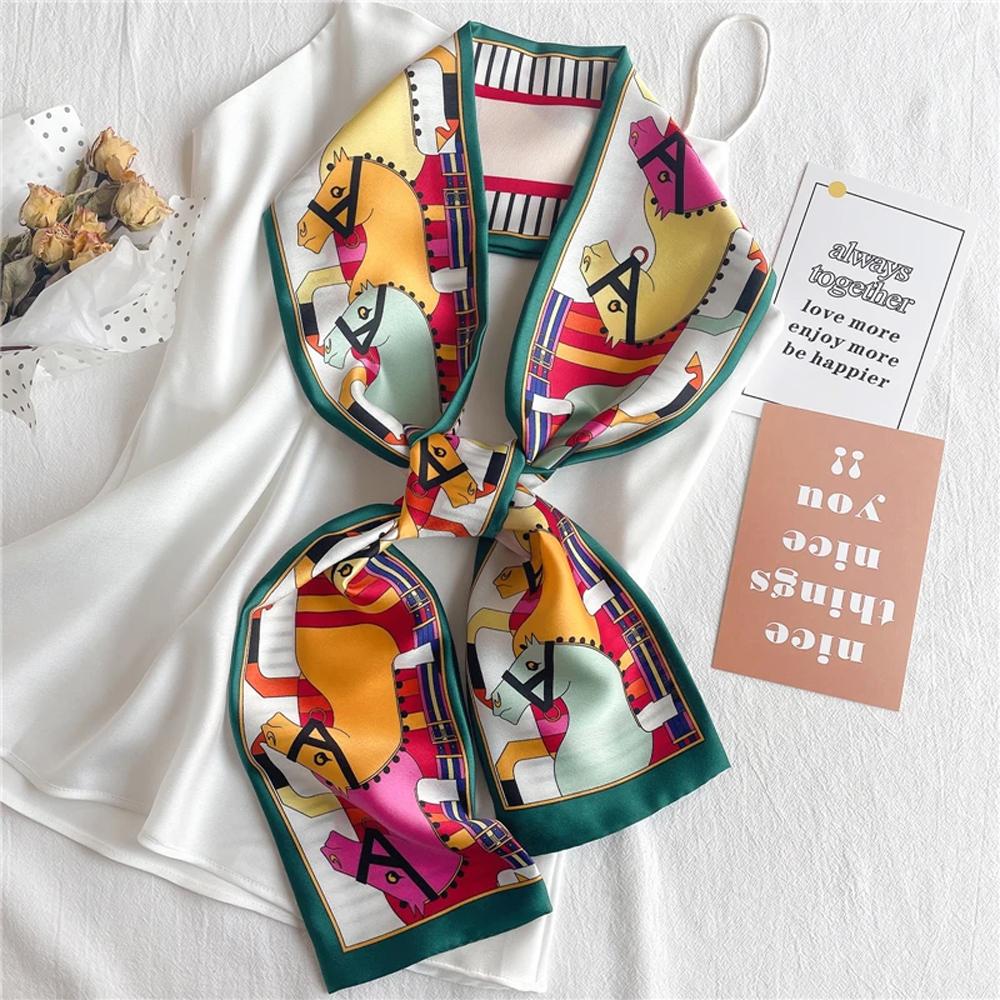 Manufacture Custom Neck Silk Scarf Designer Printing Printed Women Ladies Square Pure Twill Satin 90X4 100% Silk Scarves