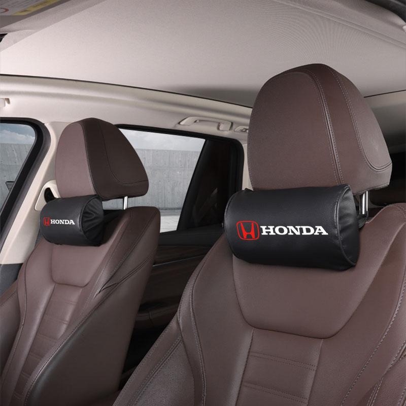 wsdh6 1Pcs Car Logo Leather Headrest Auto Seat Neck Pillow For Honda Civic Fit Jazz Accord Pilot CRV Odyssey Passport City Shuttle HRV