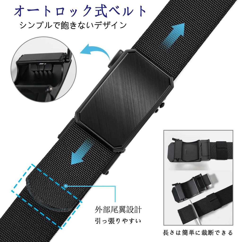 LionVII Elastic Belt Belt for and Golf Nylon Belt for Steplessly Alloy 34mm 125cm Long for Waist Sizes Men's - Auto-Lock Work, Sports, Climbing, -