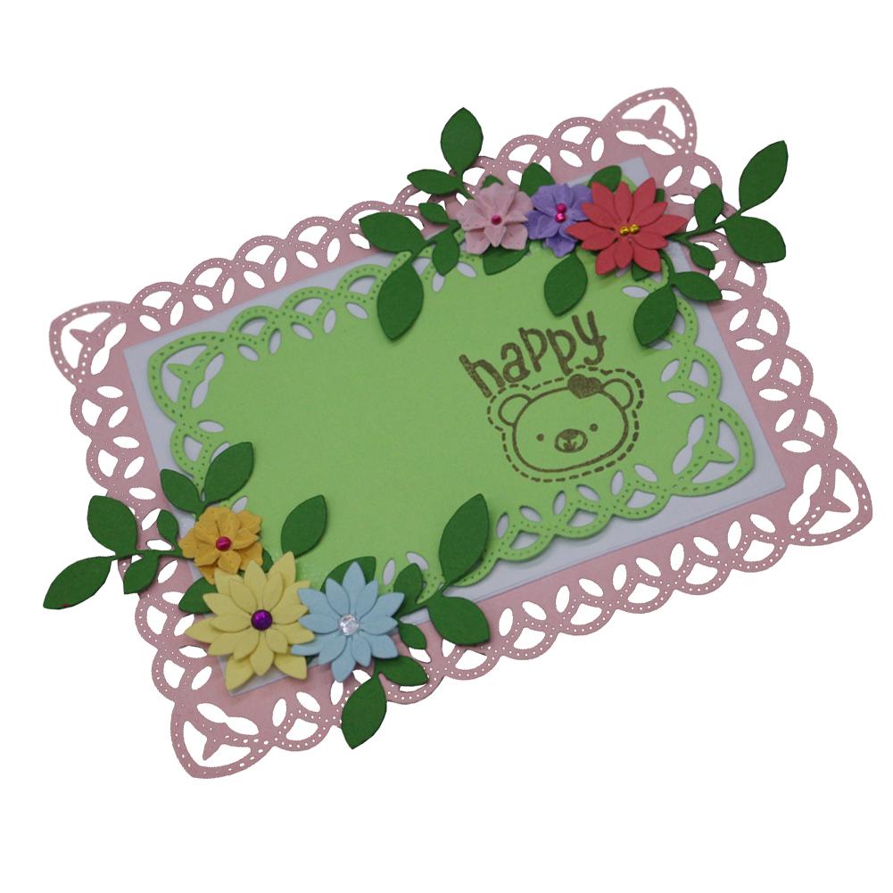 Lace Rectangular Frame Metal Silvery Stencil Embossing Cutting Dies For Diy Scrapbooking Paper Album Cards Making