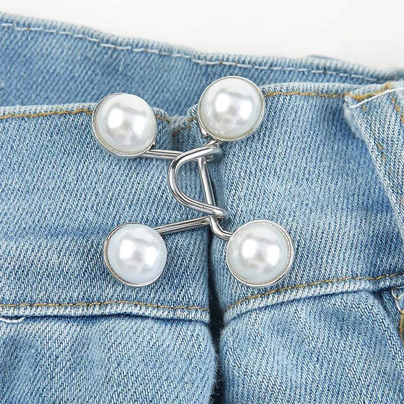 5Sets Nail-free Metal Jeans Button Snaps Detachable Pants Clips Buttons Pins DIY Waist Tightener Clothing Buckles Sewing Tools