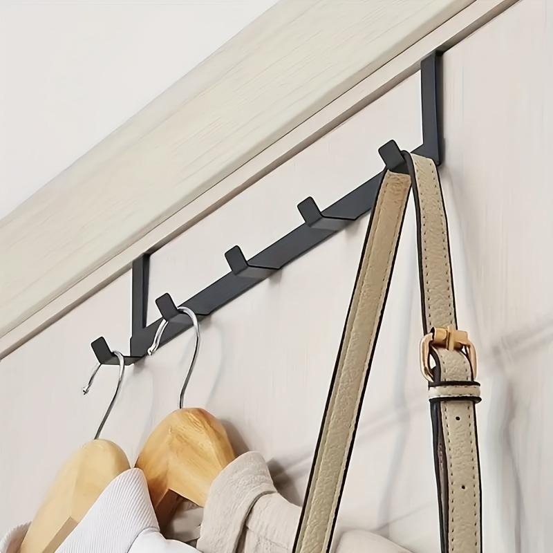 [5-Hook Metal Hanger] 5-Hook Rustproof Metal Hanger | Over-the-Door Space-Saving Organizer for Towels, Clothes, Accessories | Easy Installation