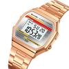 Skmei Classical Style Unisex Digital Watches with Date Week Stainless Steel Strap 12 24 Hour Format LED Waterproof Fashion Time