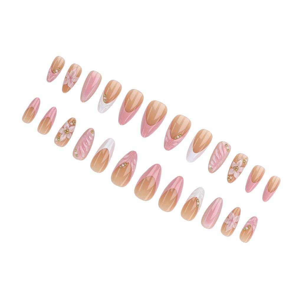 Unghia Finta Press-On con Intaglio Floreale 3D Rosa in ABS Unghia Falsa Vestibilità Senza Soluzioni di Continuità Comoda per Manicure Quotidiana da Festa