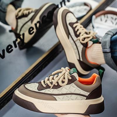 Mode 2025 Frühling Neue Herren Low Top Modetrend Freizeitschuhe Bequeme Dicksohlige Sportschuhe Low Top Rutschfeste Plateau-Sneaker