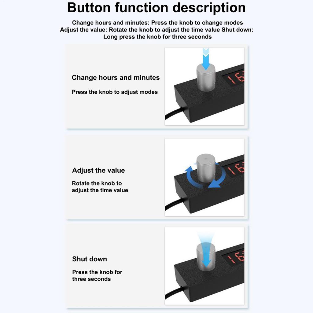 Cavo di Commutazione a Timer USB Digitale Cavo Temporizzazione Regolabile 24H Interruttori di Spegnimento a Tempo Conto alla Rovescia Interruttori di Autospegnimento