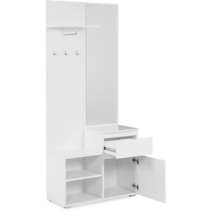 IMAGE Storage Entrance Unit with Wardrobe - White Decor - 1 Door + 1 Drawer - L85 X H195 X D37 Cm