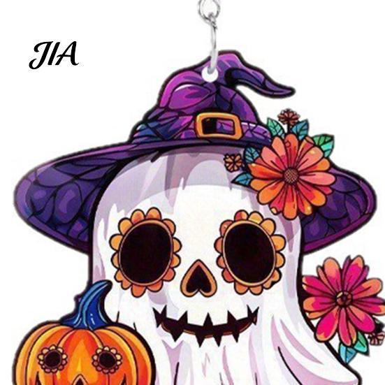 Lightweight Statement Earrings 1 Pair Mexico Day of The Dead for Women, Acrylic Hypoallergenic Sensitive Ears Flower Ghost Dangle Drop Halloween