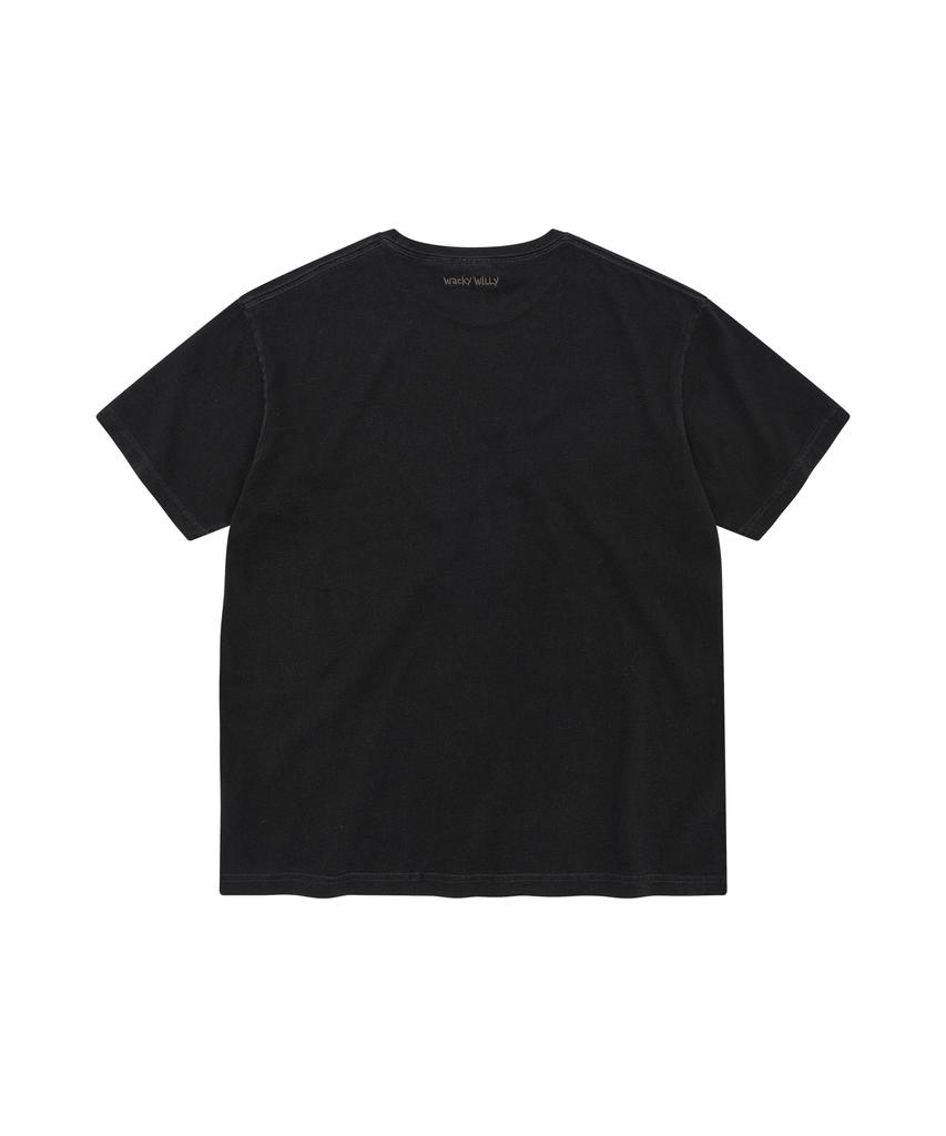 WACKY WILLY Denim-Like Short Sleeve T-Shirt Black