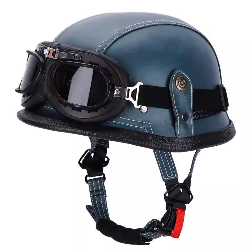 VGV Vintage Half Helmet Motorcycle Helmets Summer Cool Protective Glasses Man Women Boy Girl Light Cute Sunburn Protection