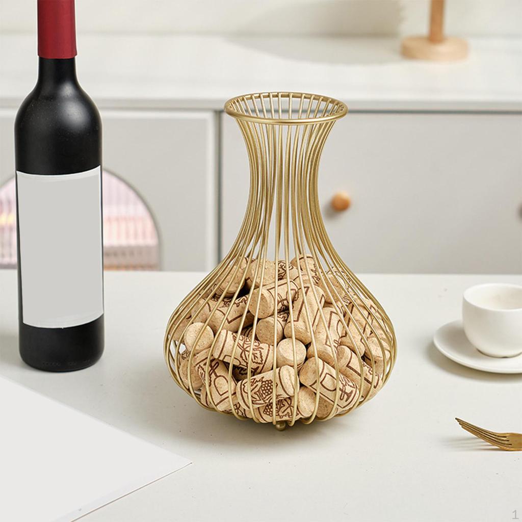 Cork Holder Collector Cage Home Decor Freestanding Storage Basket Rustic Wine Stopper