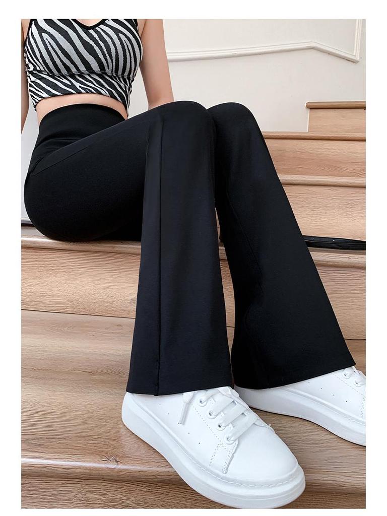 Women's High Waist Black Micro Flare Slimming Pants