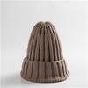Trendy Autumn Winter Solid Edge Curl Woolen Knitted Skullies Beanies Unisex Ear Protection Warm Fitting Hood Hat
