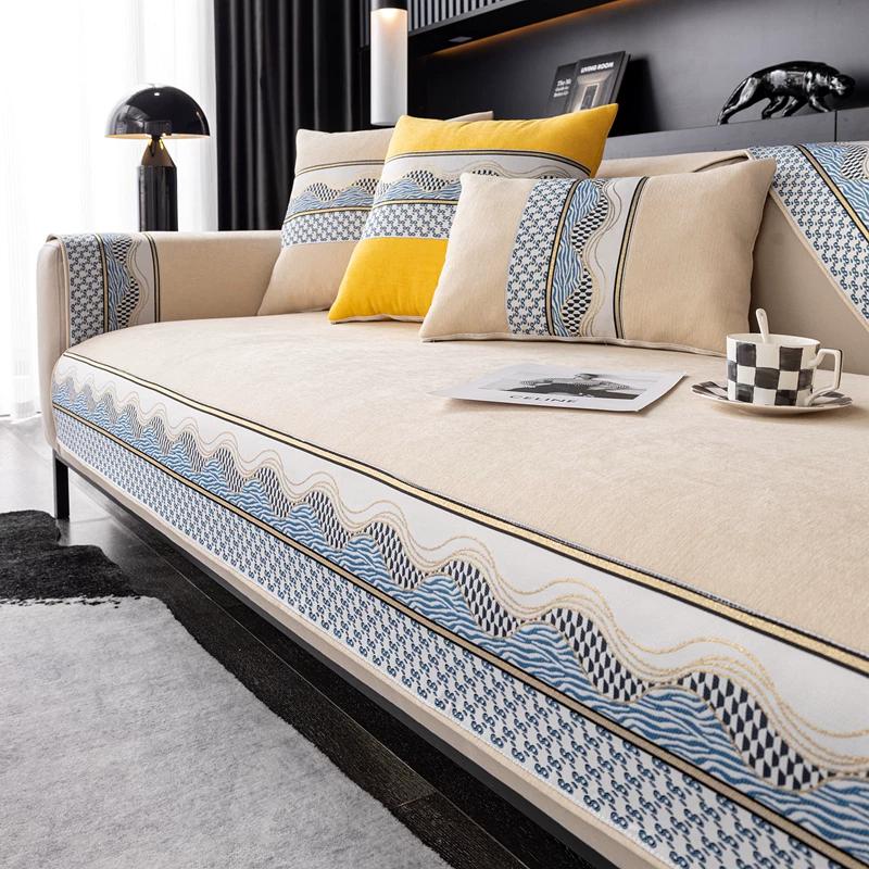 Herringbone Chenille Sofa Cushion Covers Anti-Cat Scratch Non-Slip Winter Couch Protector Cover for Sofa Living Room 1 Piece