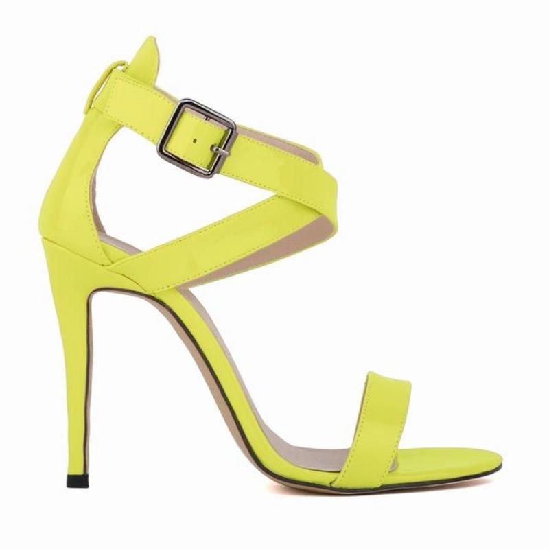 Scarpe da Donna Sexy con Tacco Alto in Vernice a Punta Aperta Rosse Scarpe da Sposa 11cm Sandali Estivi da Donna