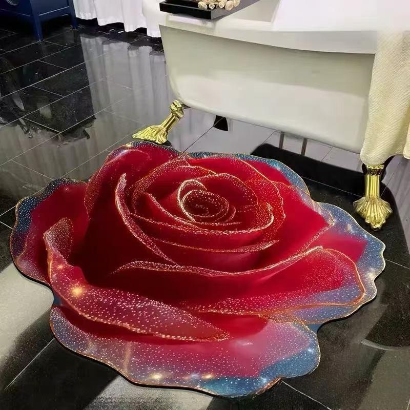 Hochauflösende Blumen-Bodenmatte, Rutschfeste und Wasserabsorbierende Matte für Das Sofa im Wohnzimmer, Haushalts-Badezimmer- und Küchenteppich