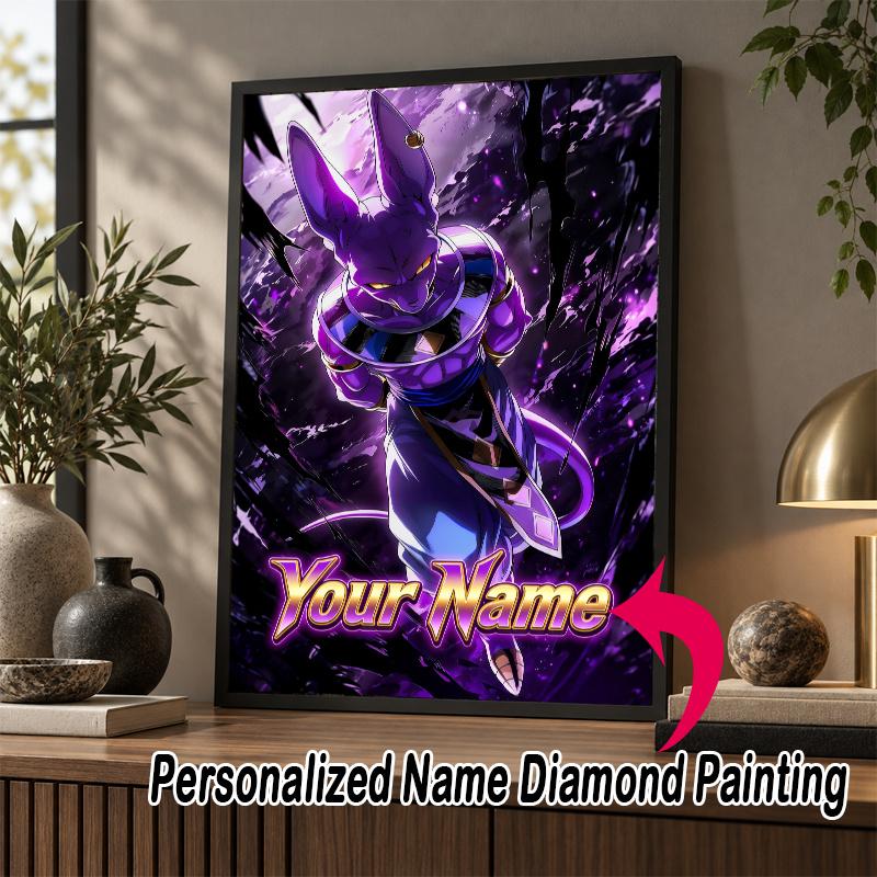 Personalized Beerus Diamond Art Custom Name 5D Diamond Painting Full Drill DIY Craft