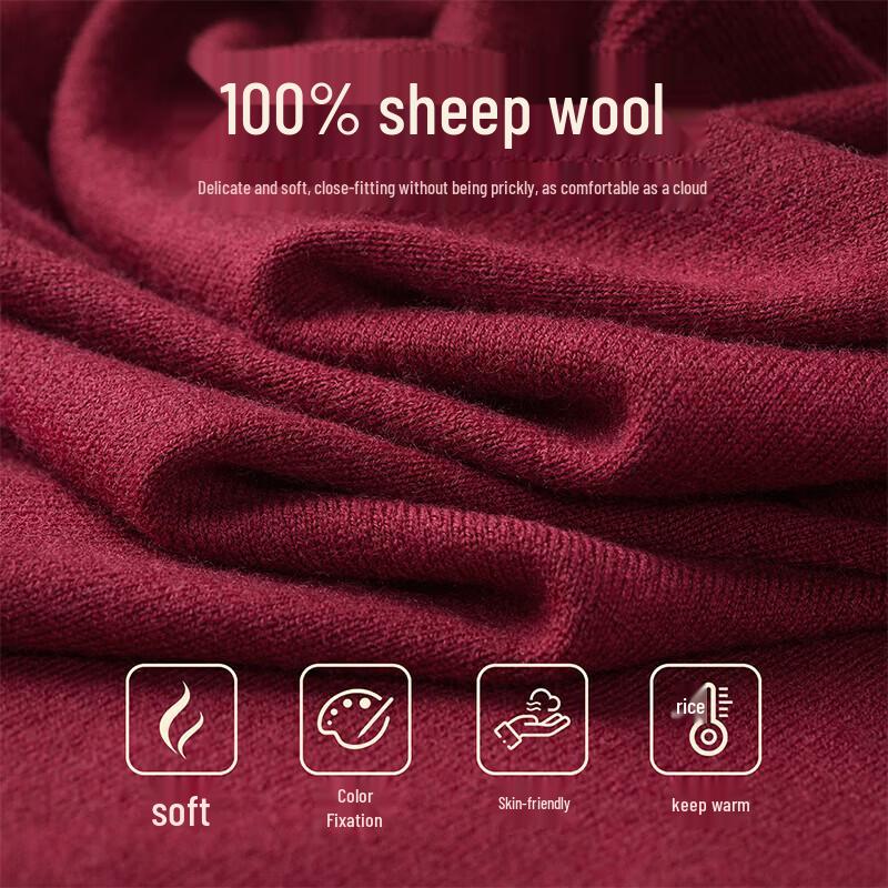 Septwolves Men's 100% Wool Pullover Sweater