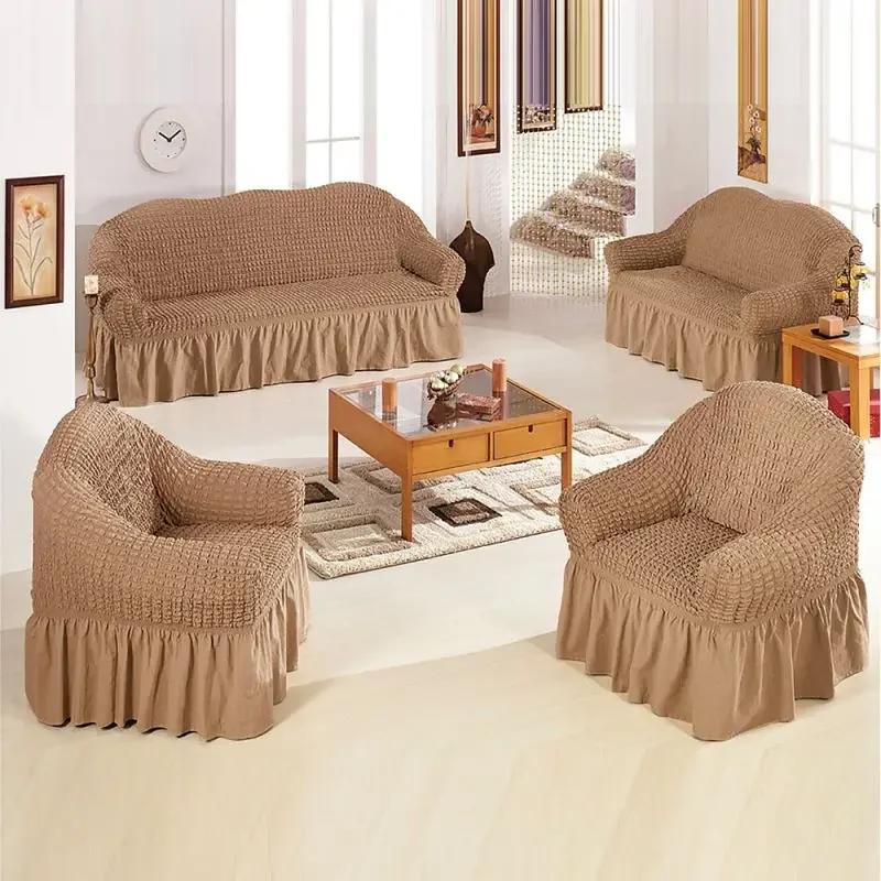Fabric Skirt 1/2/3/4 Seater Sofa Cover 90-360cm Full Package Single Universal Elastic Sofa Slipcovers French Rustic Four Seasons