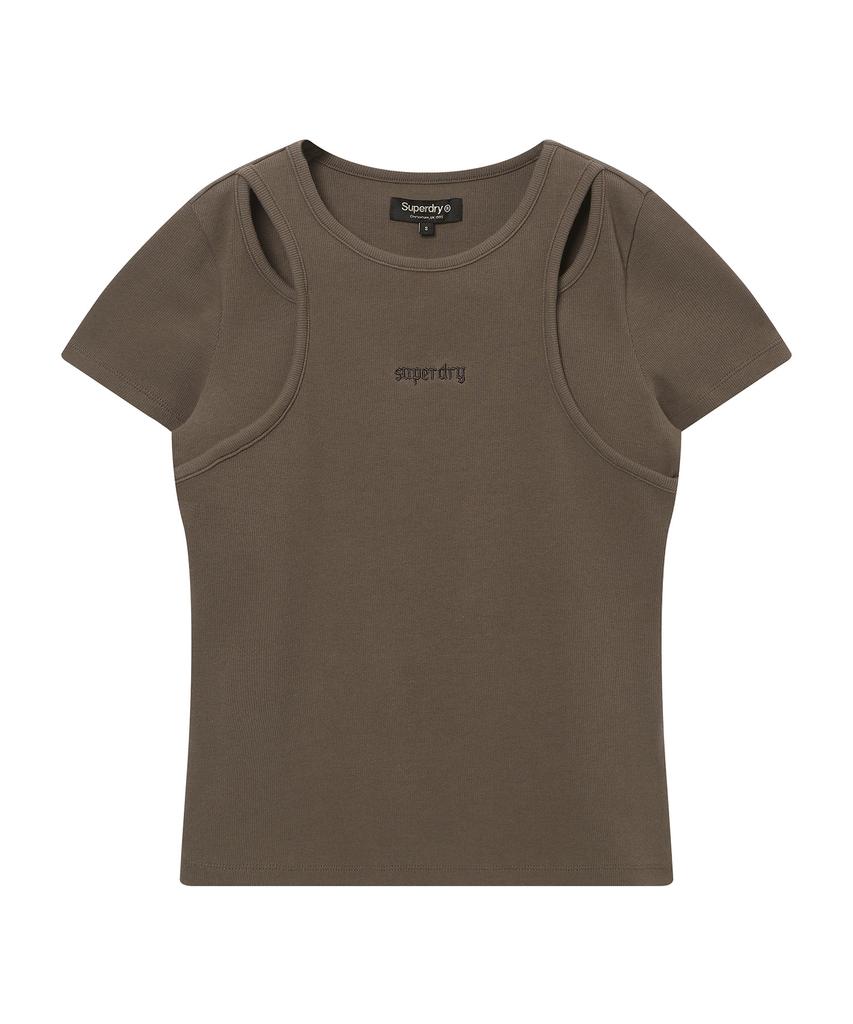 Syupeodeulai Women'S Layered Slim T-Shirt Brown Sdfiscq47Brw