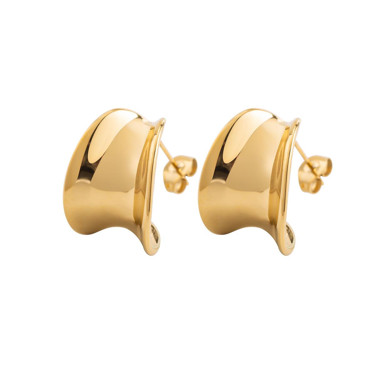 

Простые широкие серьги-гвоздики в форме буквы С, женские металлические ветряные серьги из титановой стали, модные персонализированные серьги, ветряные серьги