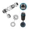 M23 RJ45 Cat6 Connector Simple Assembly Shielded RJ45 Cat6 IP68 Resistant Coupler Combines Two Ethernet Cables