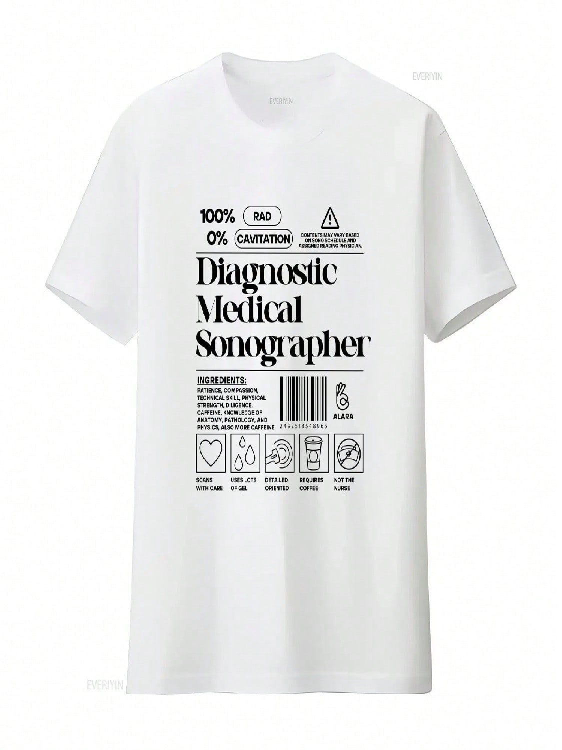 Diagnostic Sonographer Label T Shirt Funny Ultrasound Sonography Tech Grad Definition Vintage Washed Stretched Versatile Homme S разноцветный