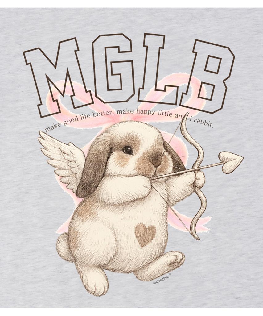 MATCHGLOBE Angel Rabbit Oversized Tee (Light Grey)