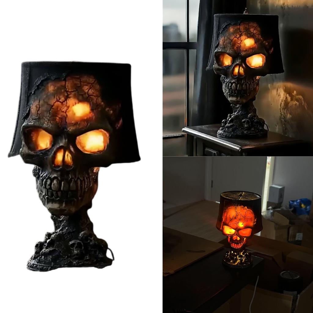 Skeleton Head Table Lamp with Cable Weather Resistant Halloween Skull Light Decoration For Garden Outdoor Decoration