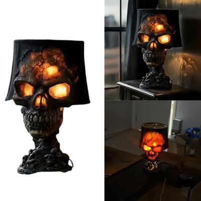 Skelettkopf-Tischlampe mit Kabel, wetterfest, Halloween-Totenkopf-Lichtdekoration für Garten und Außenbereich
