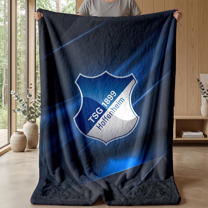 TSG Hoffenheim FC Weiche Flanell-Fleece-Decke Leicht Gemütlich Warm Überwurfdecke für Sofa Bett Heimdekoration